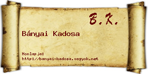 Bányai Kadosa névjegykártya